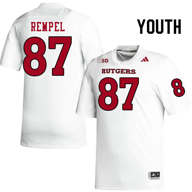 Youth #87 Liam Rempel Rutgers Scarlet Knights 2024 College Football Jerseys Stitched-White